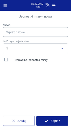 dodawanie jednostki miary