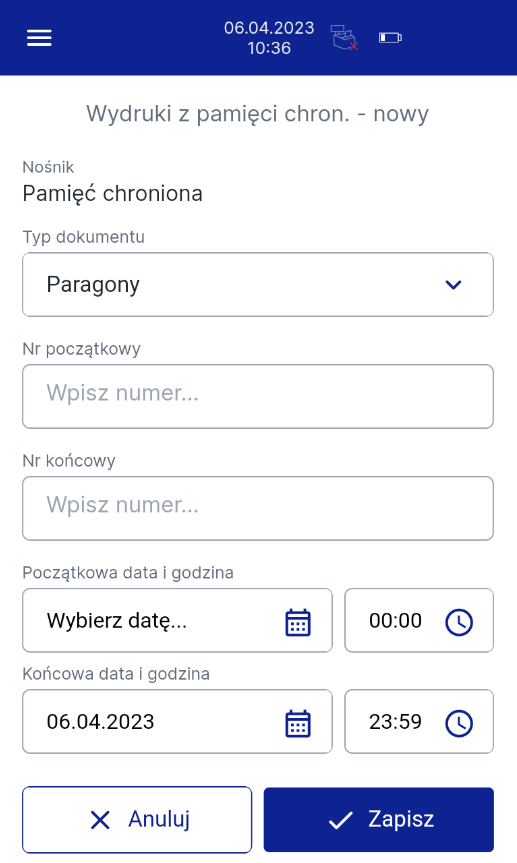 wydruki z pamięci chronionej