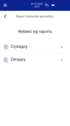 wybór rodzaju raportu