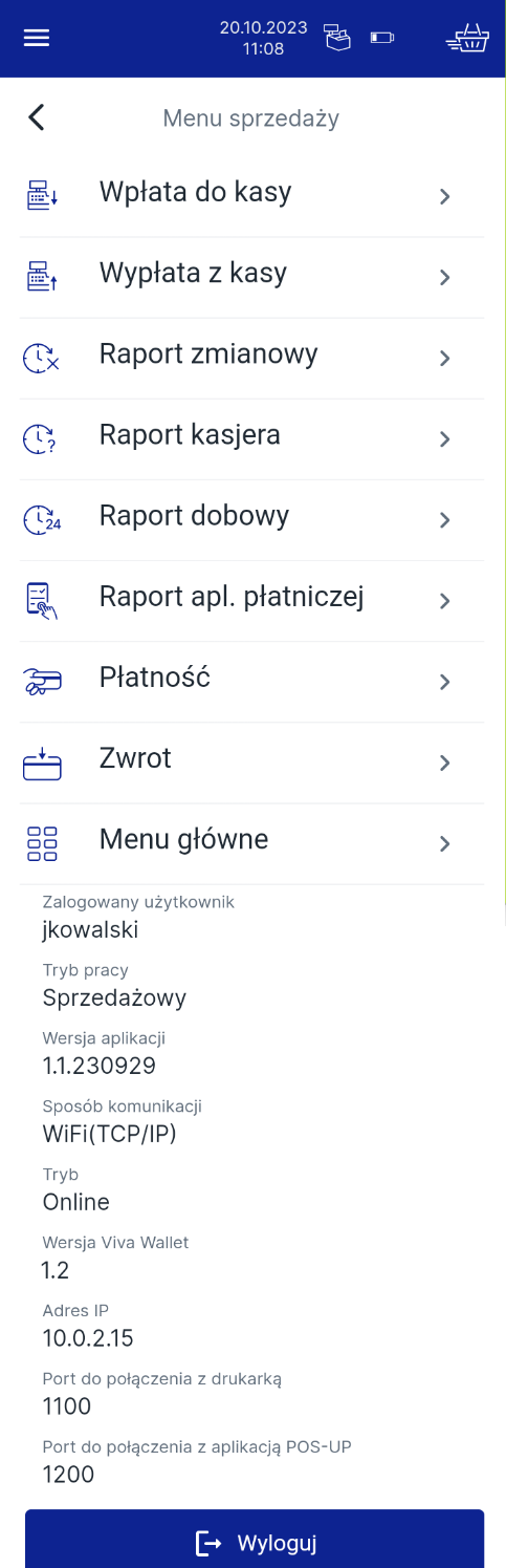 menu sprzedaży