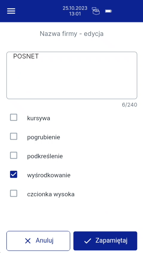 Ekran nagłówka